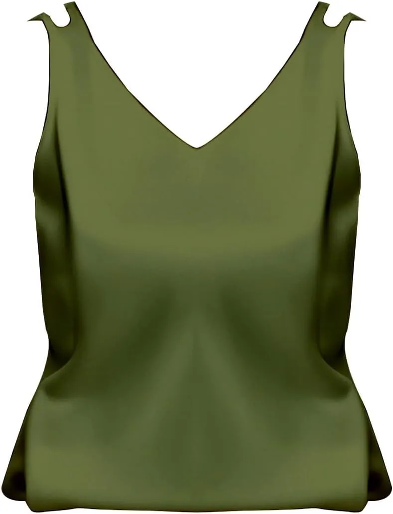 Flattering Tank Tops for Women V Neck Satin Silk Flowy 2025 Summer Outfits Plus Size Lightweight Loose Fit Clothes