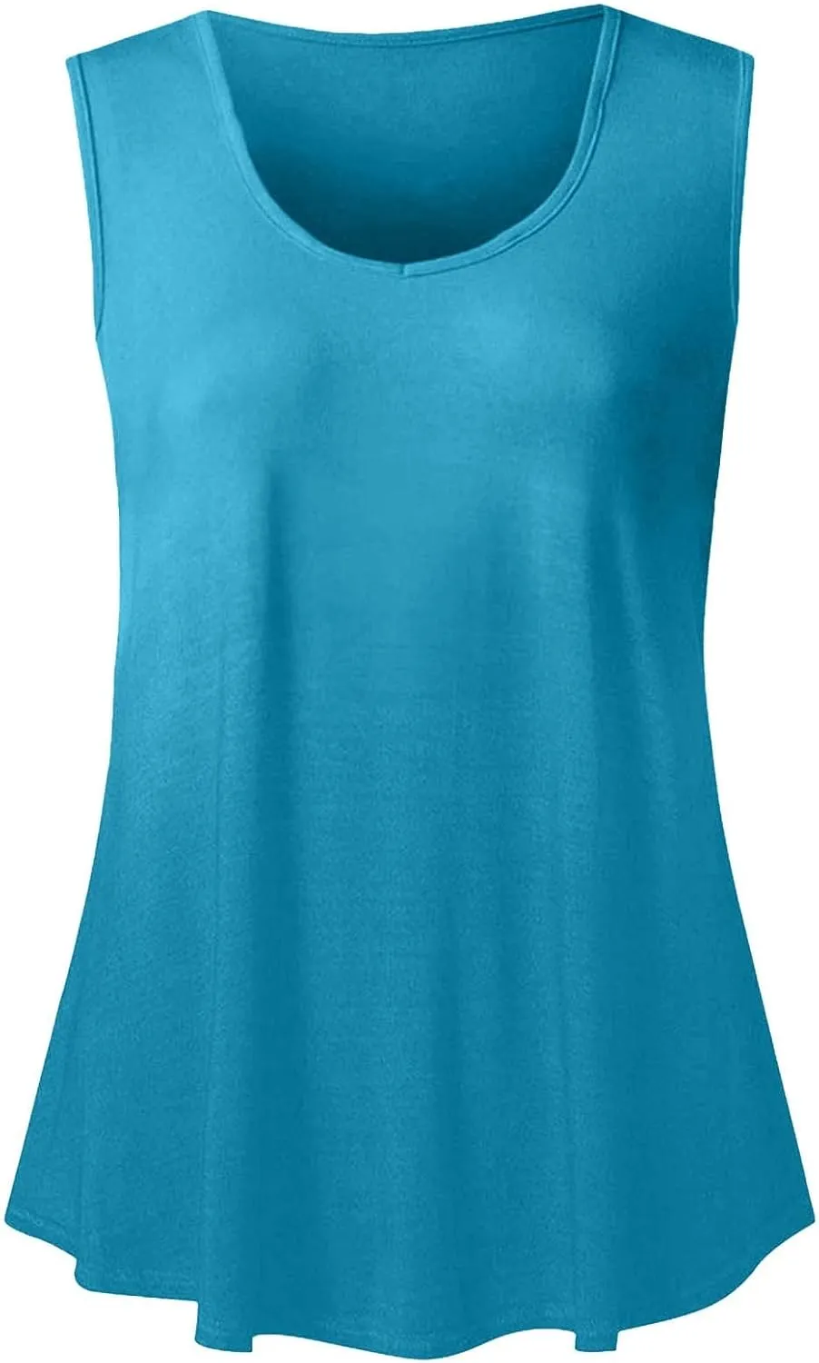 Flowy Tops for Women Scoop Neck Sleeveless Summer Causal Shirts Loose Fitting Long Tank Tops Trendy Vacation Clothing