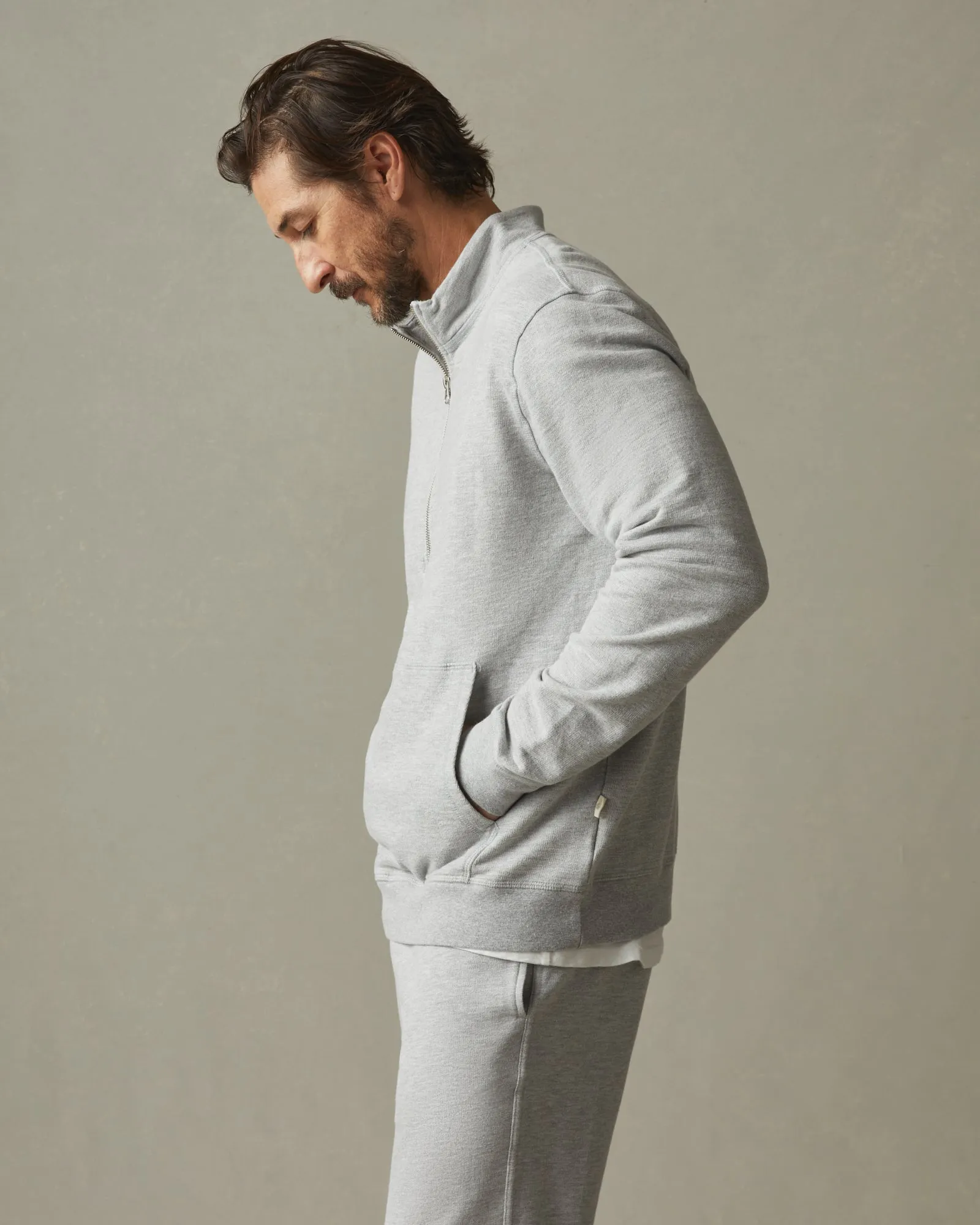 French Terry Half Zip - Ash Heather