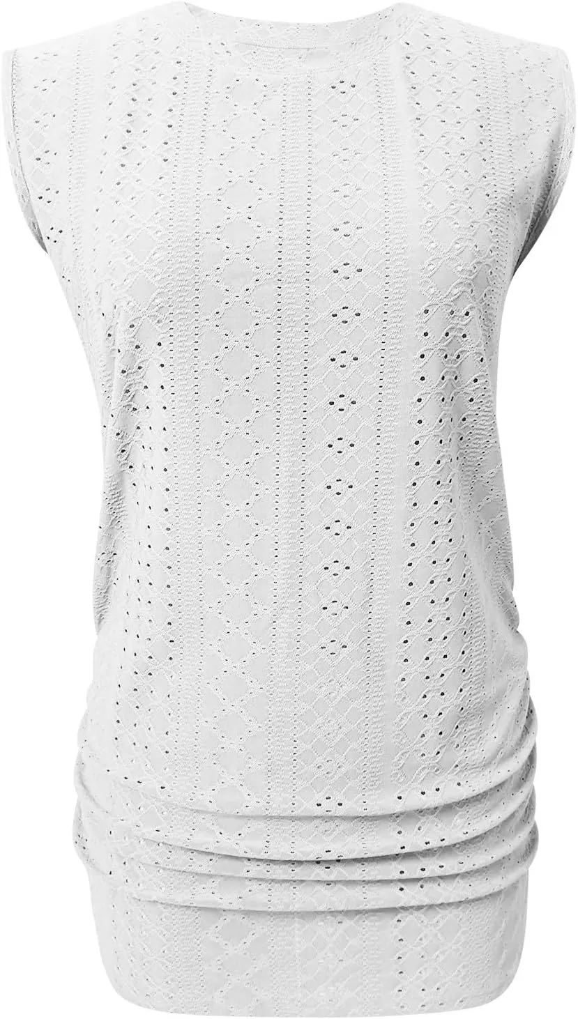 Gcvizuso Tank Top for Women Casual Sleeveless Loose Tie Long High Scoop Neck Shirt Summer Solid Top 2024 Fashion Blouse