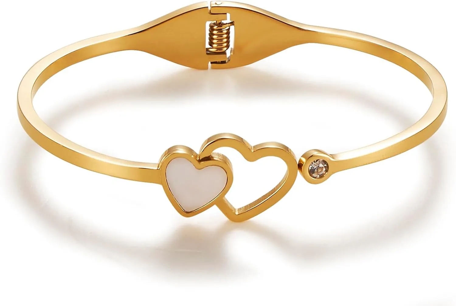 Gold Bangles for Women Gold Bracelets 18K Gold Plated Stainless Steel Bangles Bracelets Bangle Chunky Jewelry for Women (Style 2)