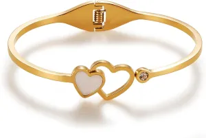 Gold Bangles for Women Gold Bracelets 18K Gold Plated Stainless Steel Bangles Bracelets Bangle Chunky Jewelry for Women (Style 2)