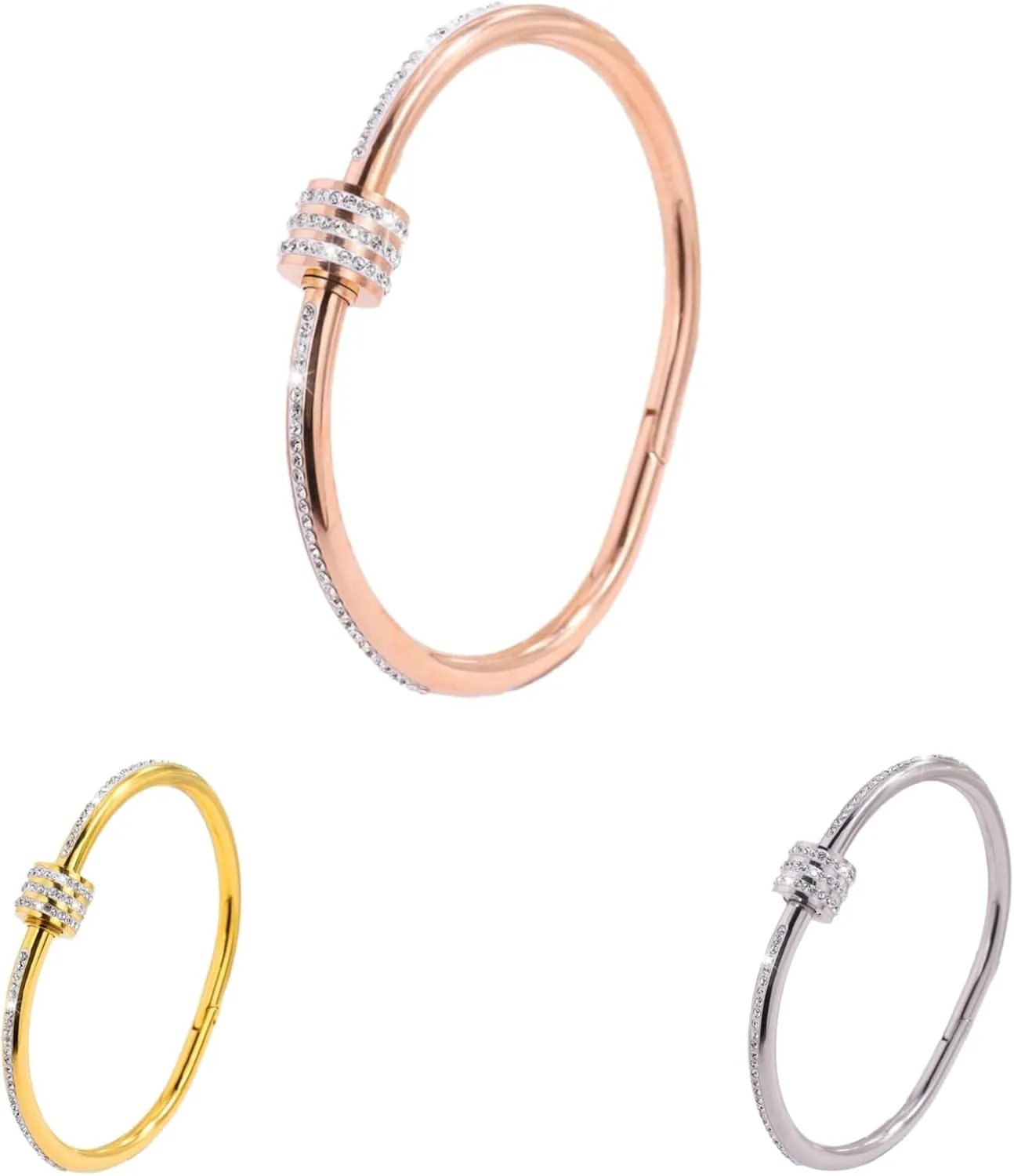 Gold Plated Stainless Steel Bangle Bracelet, Elegant Gold Bracelets for Women, Tiny Waist Oval Bangles Bracelets Gifts for Love