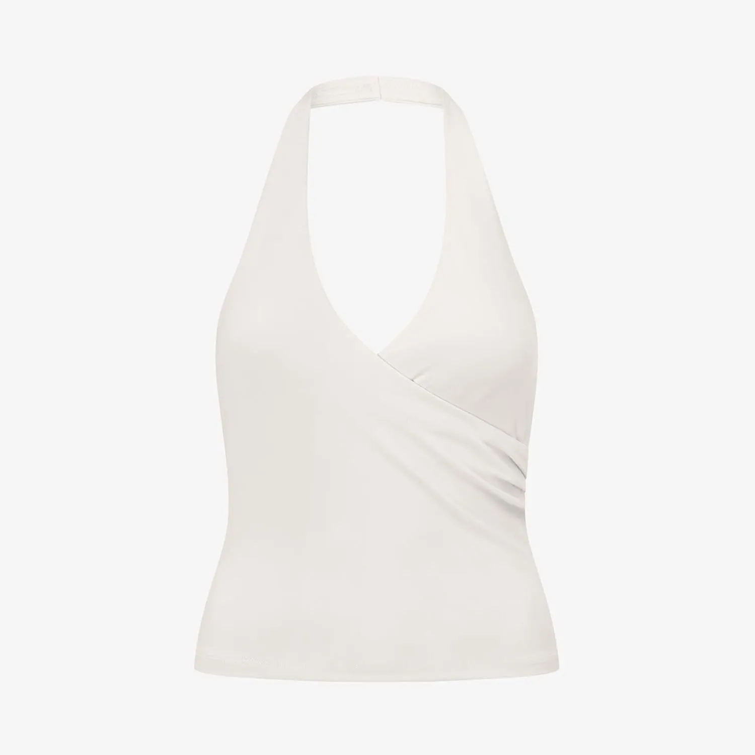Halter Workout Tops for Women Deep V Neck Ruched Low Cut Halter Tank Tops Backless Gym Tops Fitted Basic Cami Tops