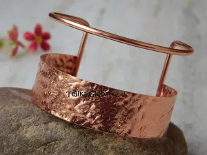 Hammered Copper Cuff Bracelet Handmade Adjustable Bangle Jewelry,