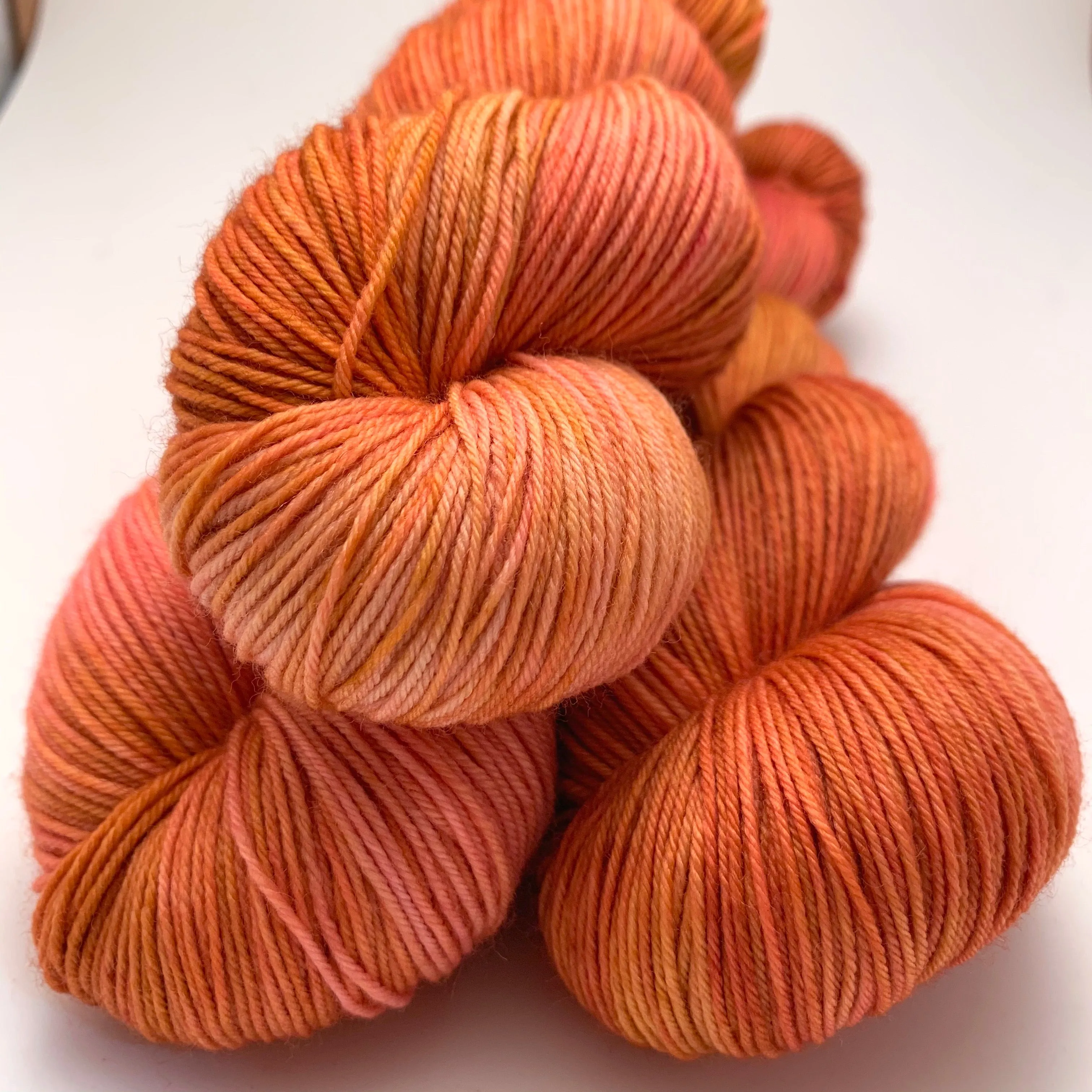 Hand Dyed Yarn "Razzle Dazzle" Gold Pink Orange Yellow Peach Magenta Speckled Merino Fingering Superwash 425yds 115g