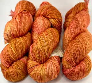 Hand Dyed Yarn "Razzle Dazzle" Gold Pink Orange Yellow Peach Magenta Speckled Merino Fingering Superwash 425yds 115g
