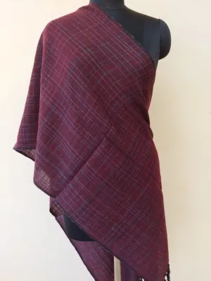 Hand-woven Woollen Stole Pure Merino Wool Maroon
