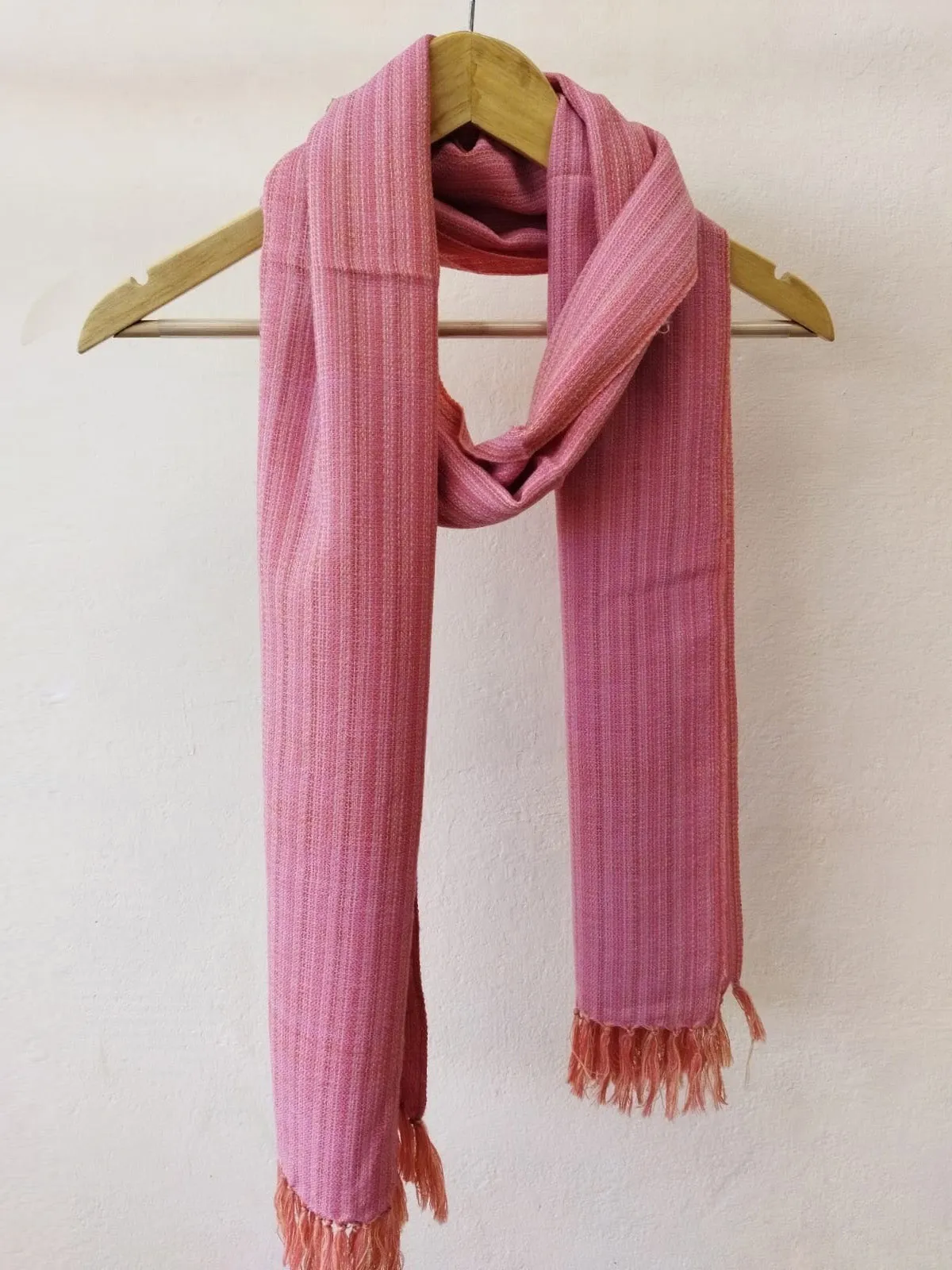 Hand-woven Woollen Stole Pure Merino Wool Pink