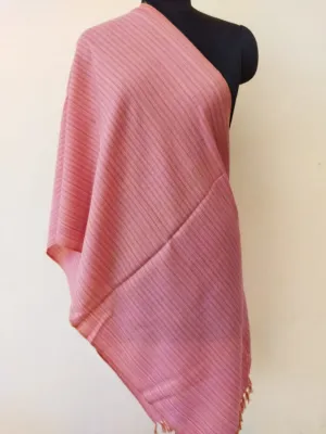 Hand-woven Woollen Stole Pure Merino Wool Pink