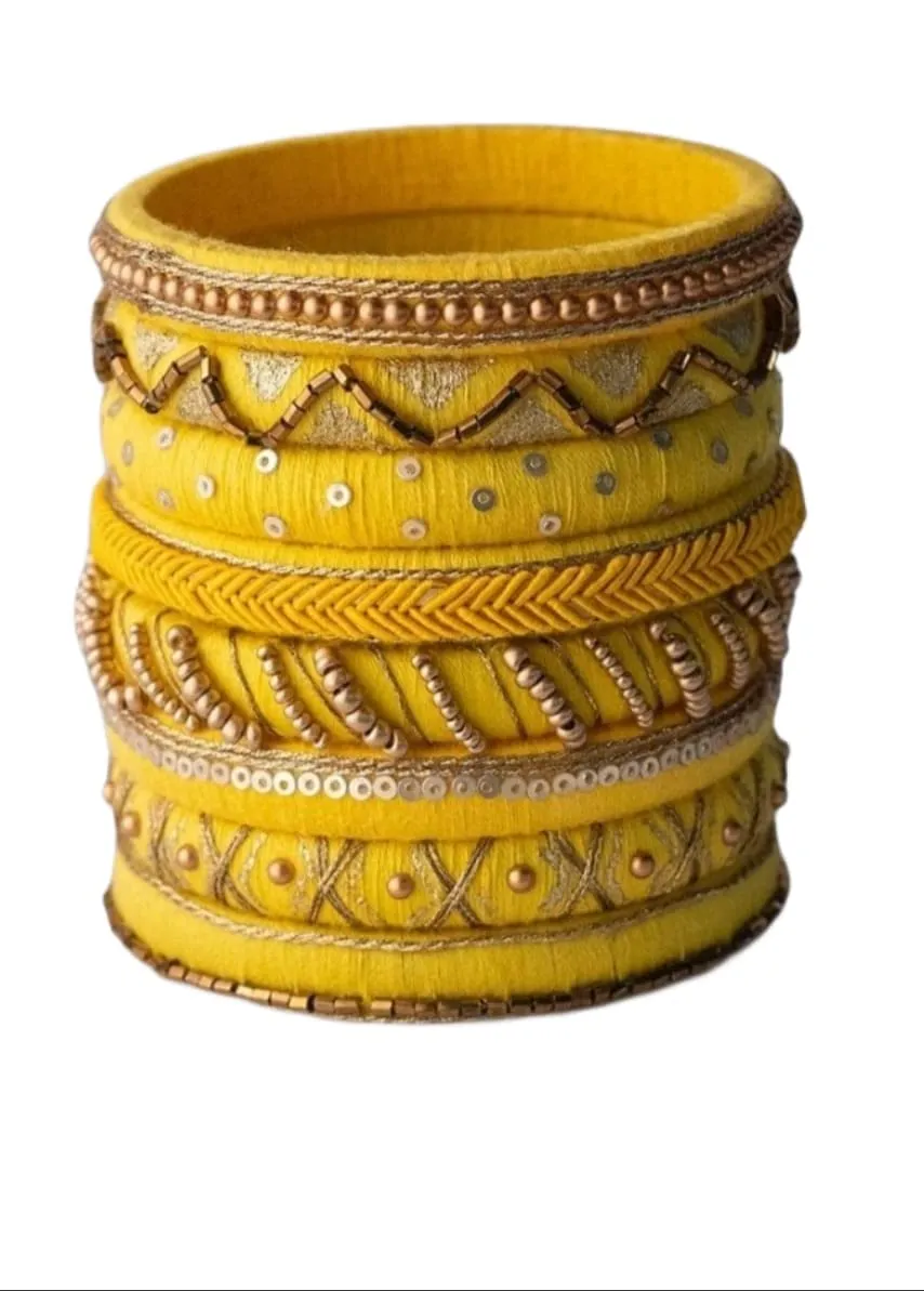Handmade Bangle Bracelet By Aiman's Thread Bangles Personalized Gifts for her Jewelry For Bride(set of 8) (6 cm)