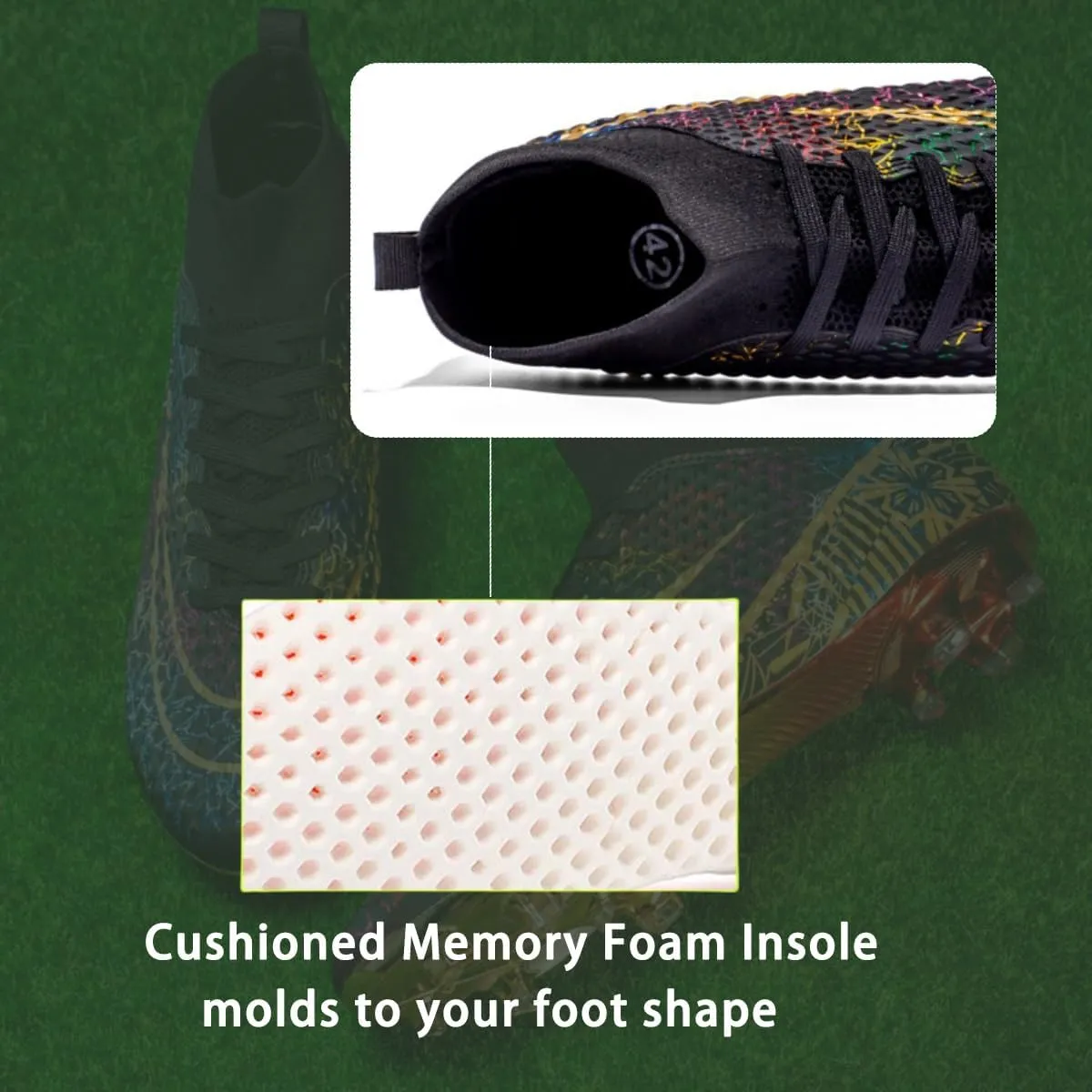 HESBITEUL Soccer Cleats for Mens Womens Youth FG Football Boots Outdoor Breathable Training Sneaker Shoes