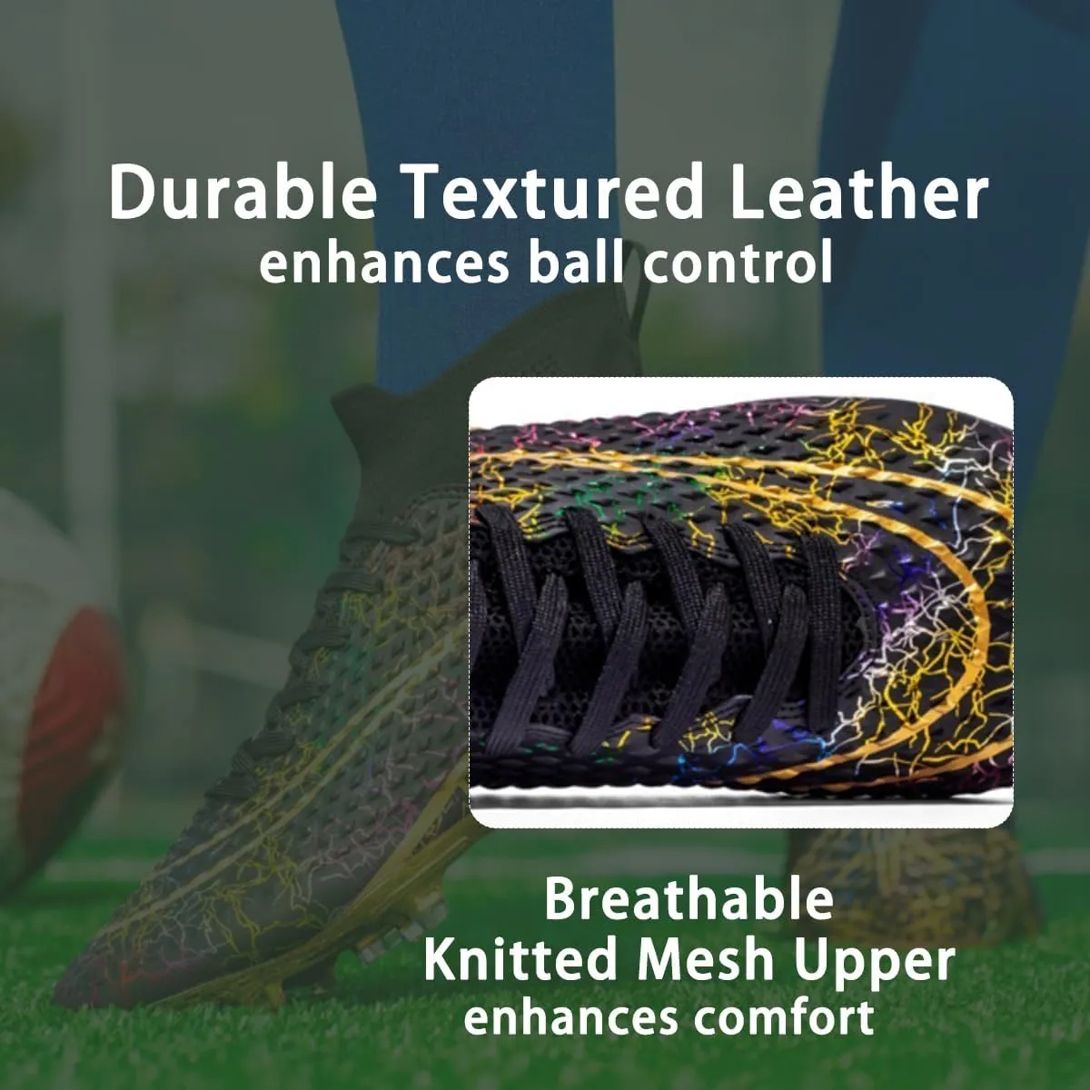 HESBITEUL Soccer Cleats for Mens Womens Youth FG Football Boots Outdoor Breathable Training Sneaker Shoes