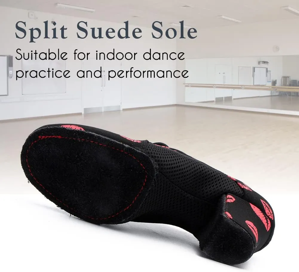 HIPPOSEUS Women Lace up Latin Dance Practice Shoes Closed Toe Men Ballroom Salsa Dance Training Shoes 2 inch Heel,Model 902