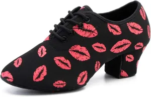 HIPPOSEUS Women's Canvas Latin Dance Practice Shoes Lace up Ballroom Salsa Tango Dance Training Shoes with Closed Toe,Model 701