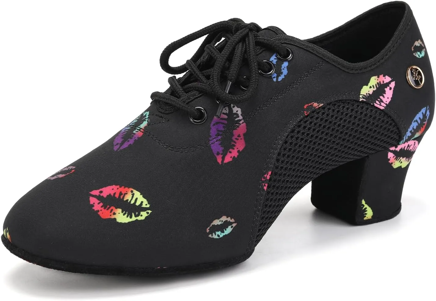 HIPPOSEUS Women's Latin Dance Practice Shoes 2" Heel Closed Toe Ballroom Dance Salsa Dance Training Shoes with Suede Sole