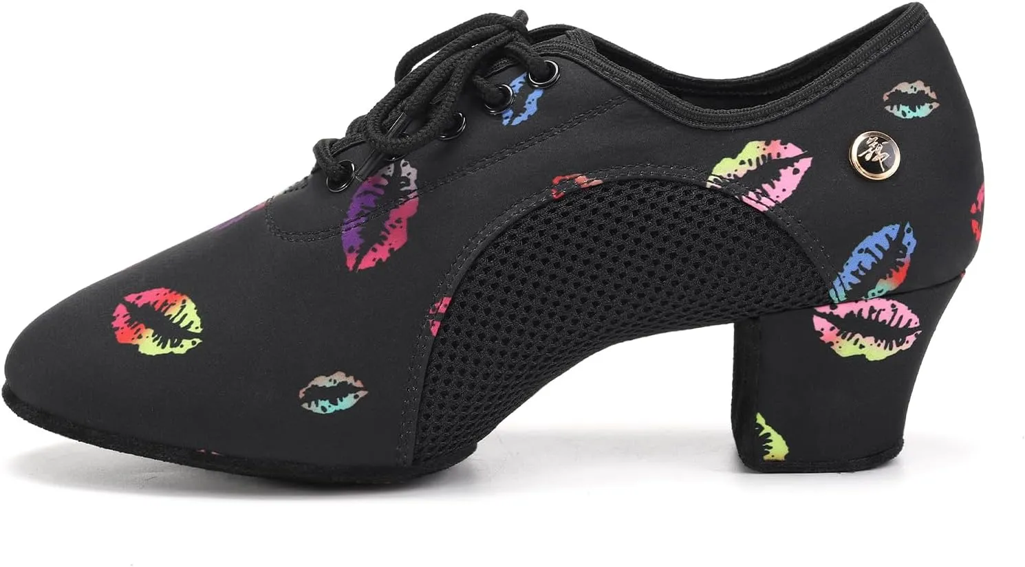 HIPPOSEUS Women's Latin Dance Practice Shoes 2" Heel Closed Toe Ballroom Dance Salsa Dance Training Shoes with Suede Sole