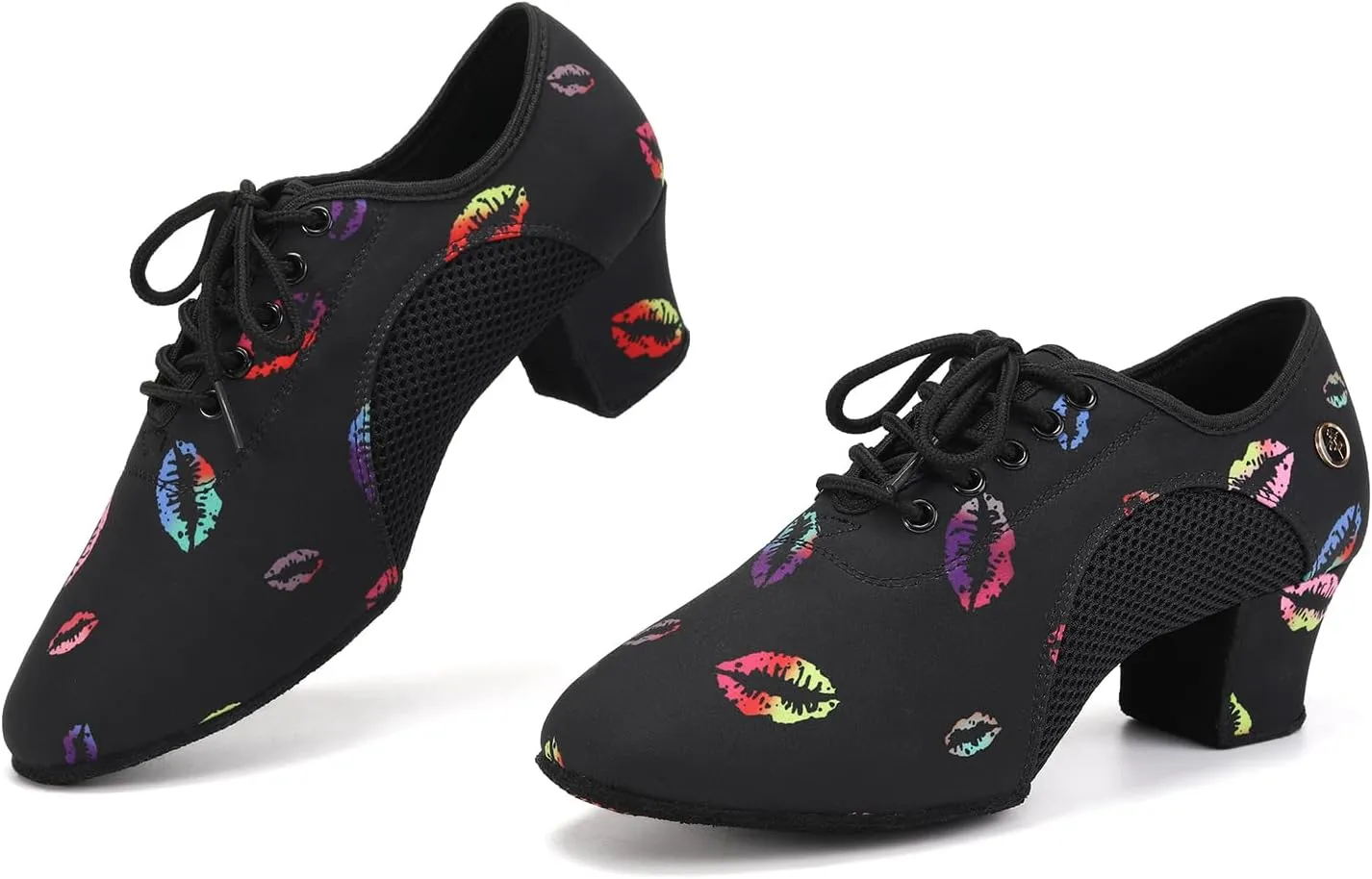 HIPPOSEUS Women's Latin Dance Practice Shoes 2" Heel Closed Toe Ballroom Dance Salsa Dance Training Shoes with Suede Sole