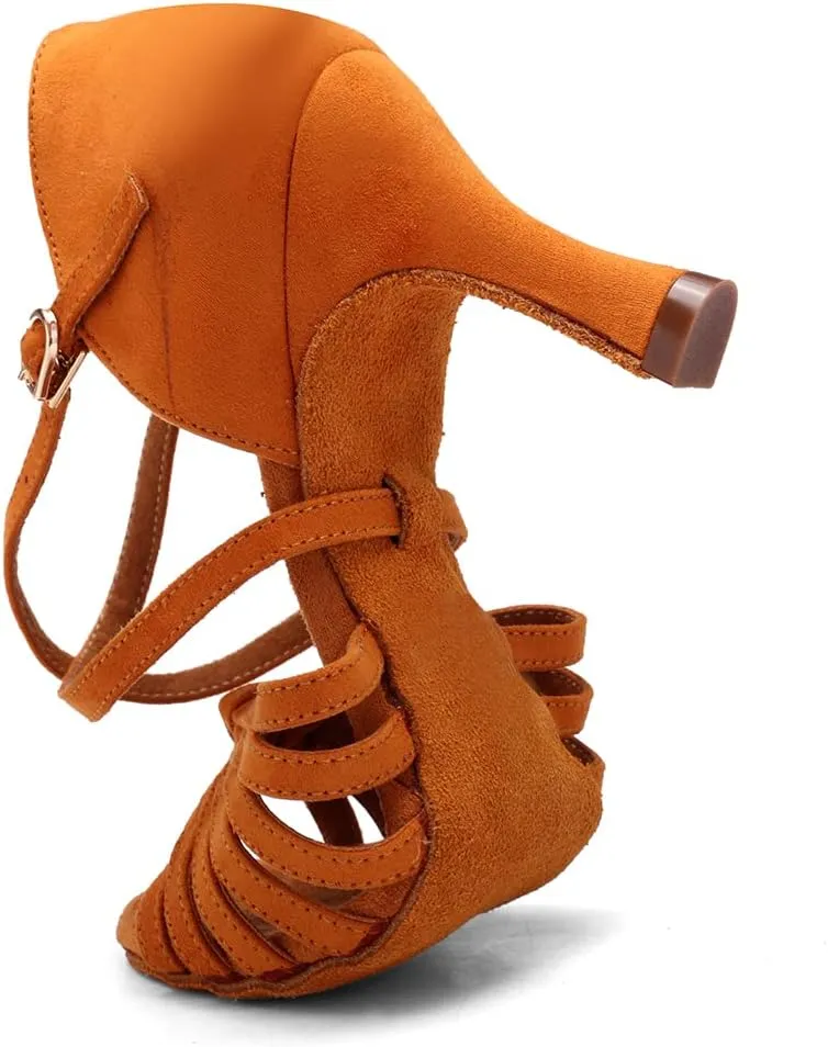 HIPPOSEUS Women's Latin Dance Shoes Ballroom Salsa Practice Dancing Shoes 3inch Heel Suede Sole
