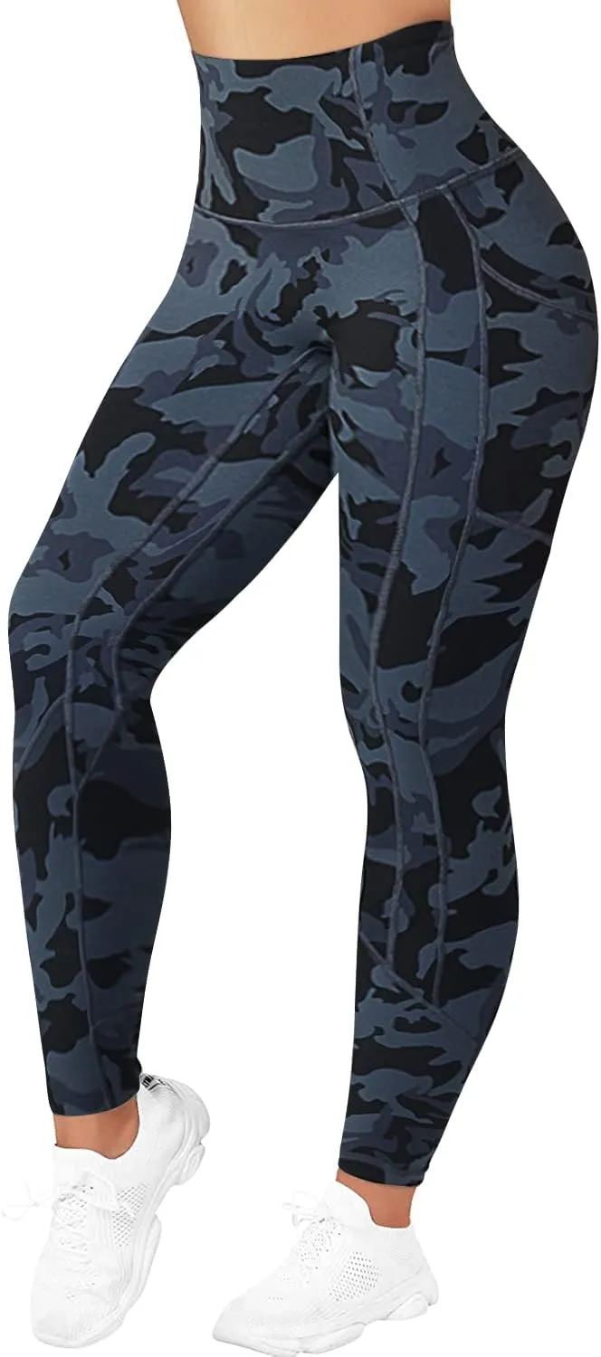 Hopgo Women's High Waisted Yoga Pants 7/8 Length Leggings with Pockets Tummy Control Workout Leggings