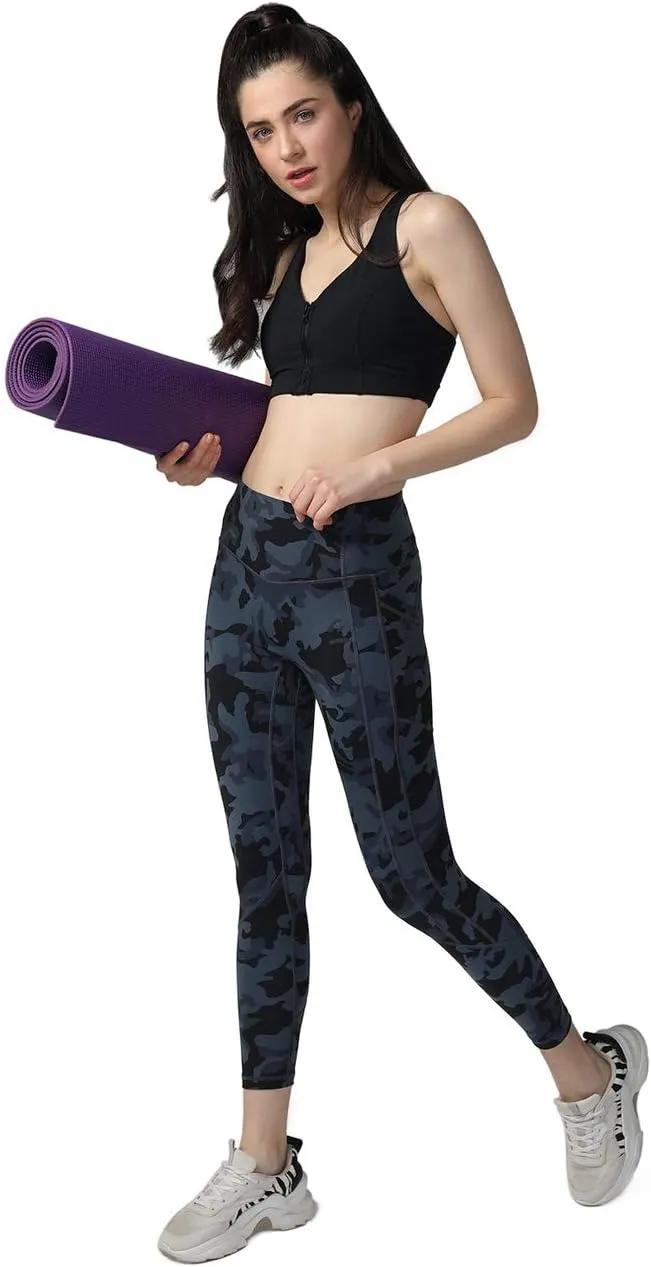 Hopgo Women's High Waisted Yoga Pants 7/8 Length Leggings with Pockets Tummy Control Workout Leggings