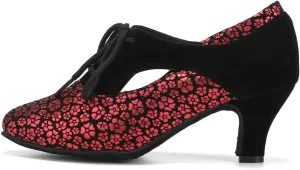 HROYL Women Ballroom Dance Shoes Lace-up Latin Salsa Practice Dance Shoes,YCL318