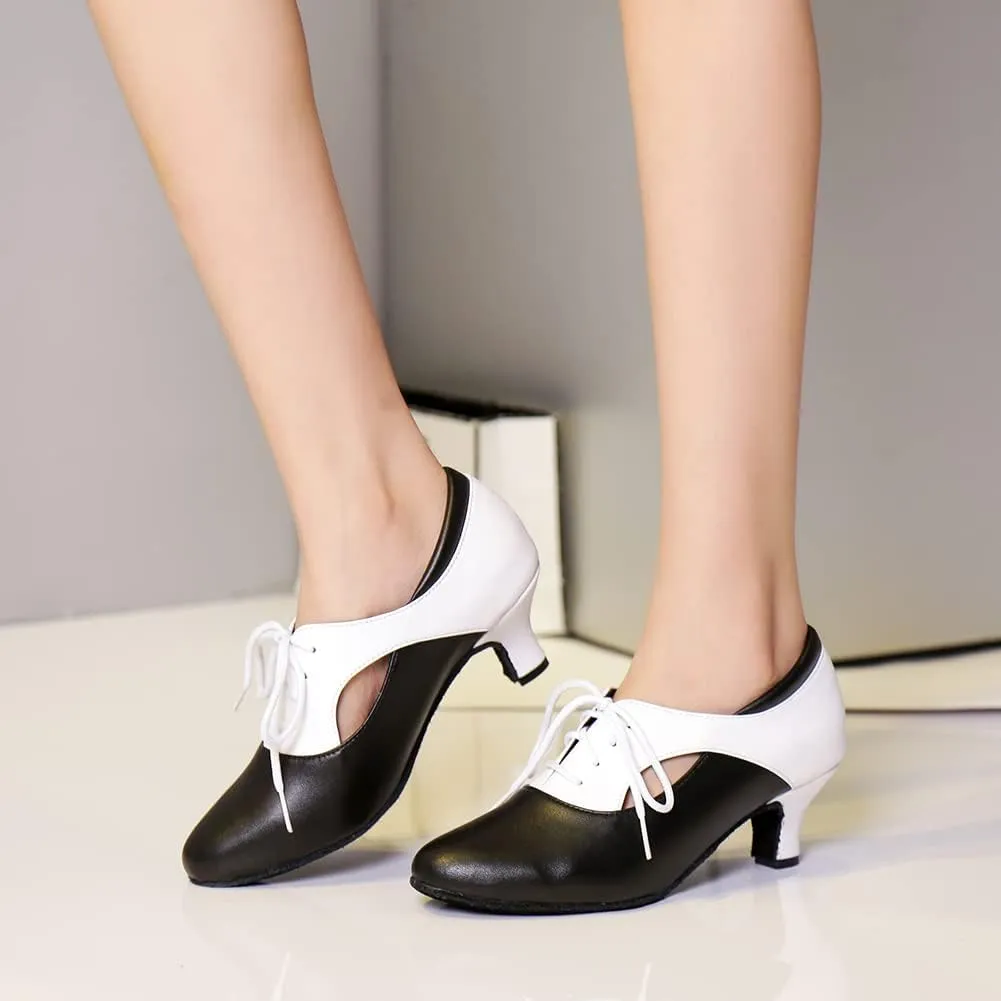 HROYL Women Ballroom Dance Shoes Lace-up Latin Salsa Practice Dance Shoes,YCL318
