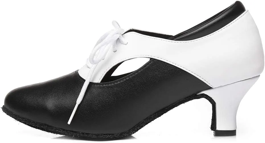 HROYL Women Ballroom Dance Shoes Lace-up Latin Salsa Practice Dance Shoes,YCL318