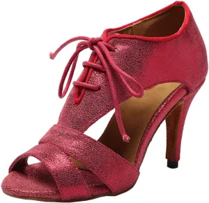 HROYL Women Ballroom Dance Shoes Latin Salsa Performance Wedding Party Dance Shoes,Model YCL218