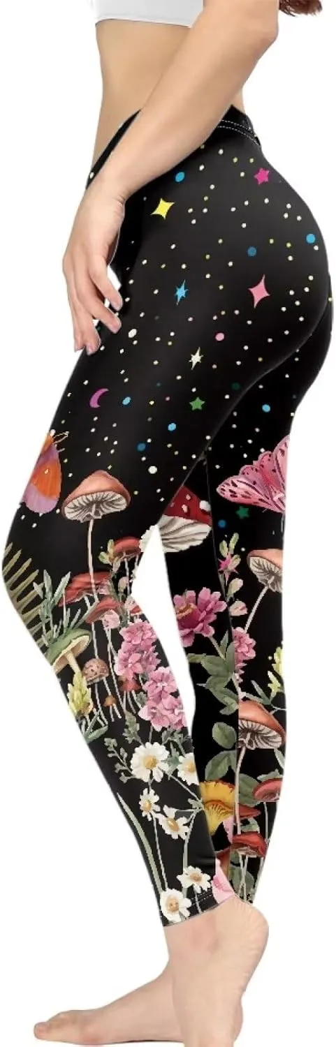 HUGS IDEA Fashion Womens Leggings High Waist Pants for Workout Yoga Jogging Sports Soft Stretch Leggings XS-3XL