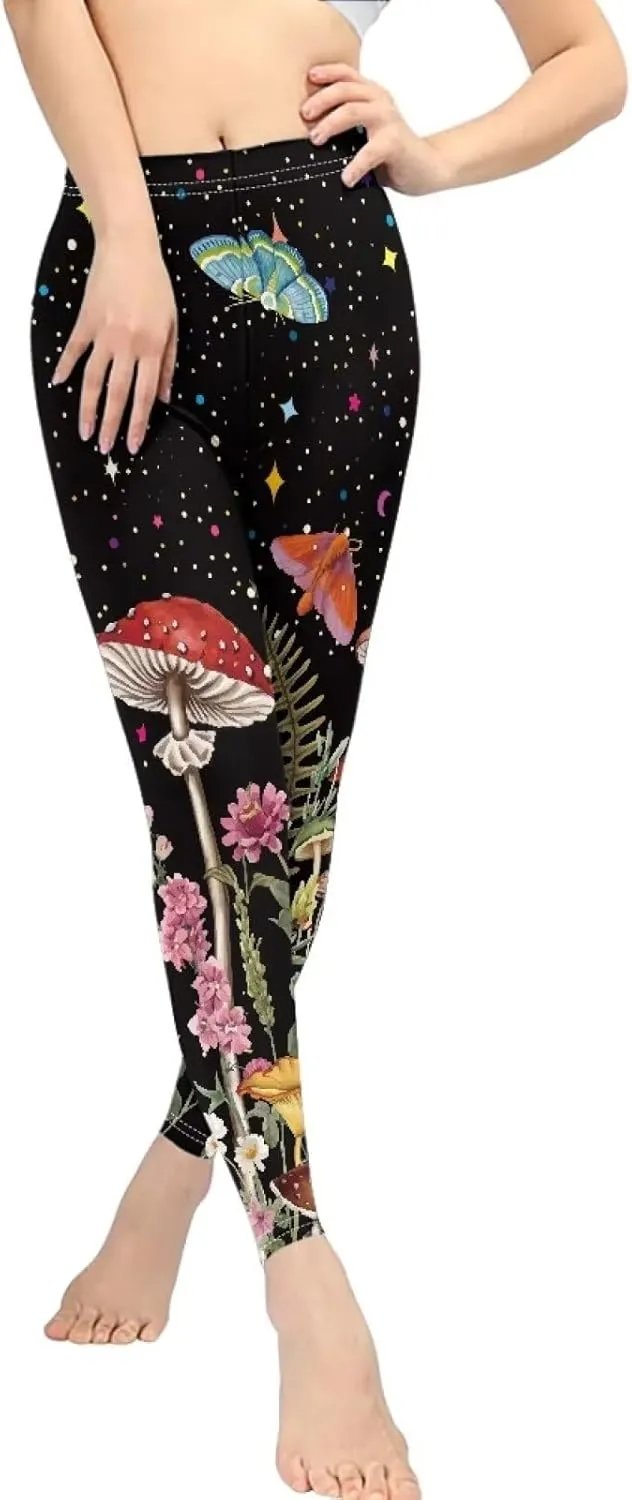 HUGS IDEA Fashion Womens Leggings High Waist Pants for Workout Yoga Jogging Sports Soft Stretch Leggings XS-3XL