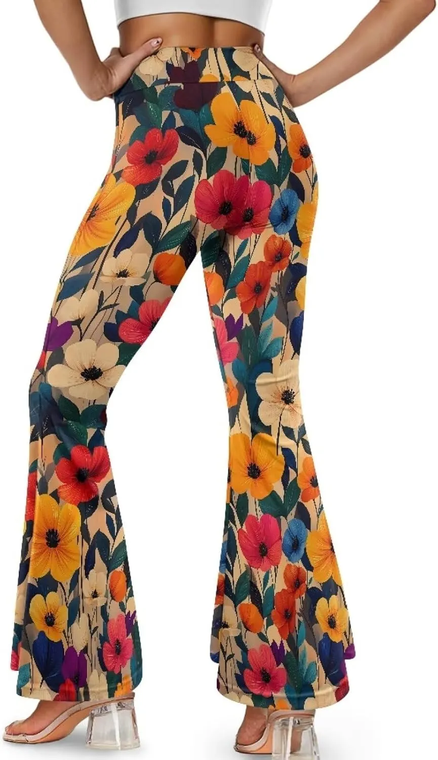 Irisjudy Women's Bootcut Yoga Pants Leggings Cherry Strawberry Soft Split Hem Yoga Pants Ethnic Spiral Yoga Active Leggings