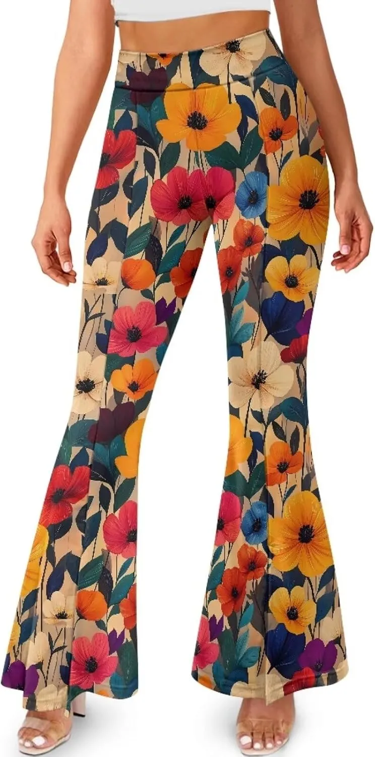 Irisjudy Women's Bootcut Yoga Pants Leggings Cherry Strawberry Soft Split Hem Yoga Pants Ethnic Spiral Yoga Active Leggings