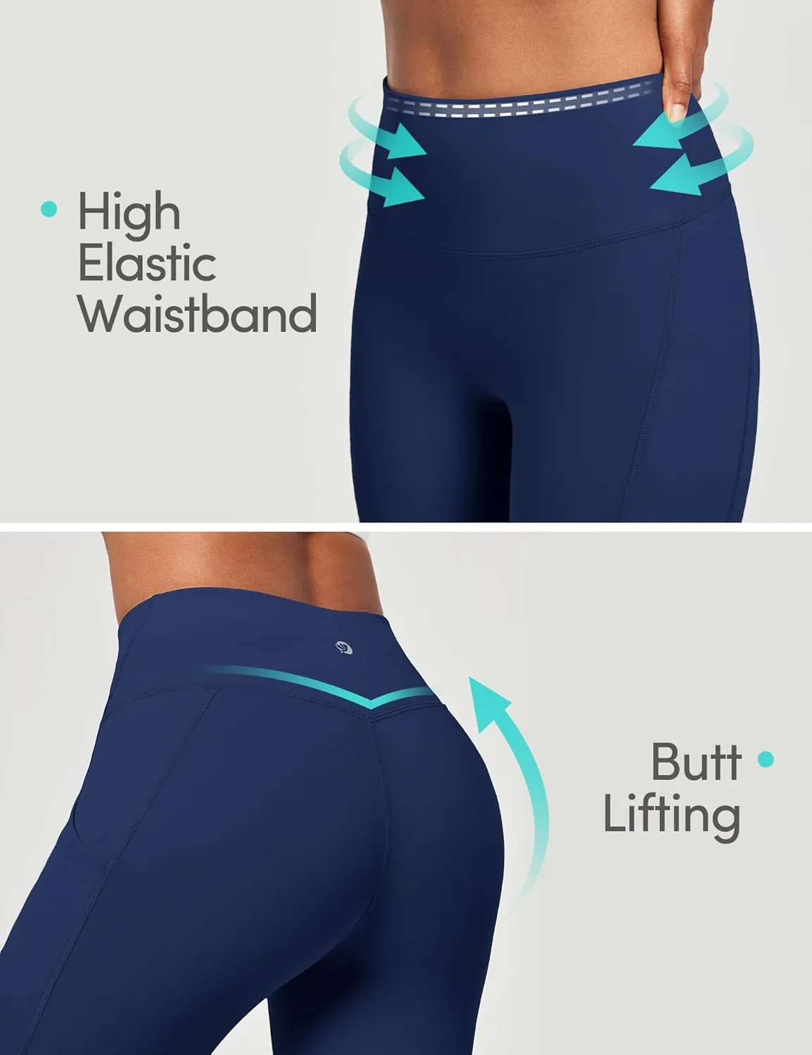 IUGA Capri Leggings for Women with Pockets Women's High Waisted Knee Length Capris Compression Yoga Pants Workout Leggings