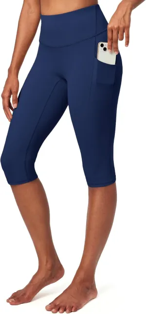 IUGA Capri Leggings for Women with Pockets Women's High Waisted Knee Length Capris Compression Yoga Pants Workout Leggings