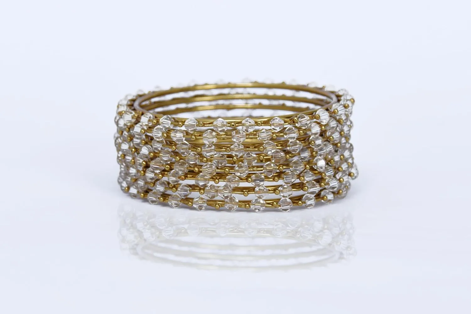 JD'Z COLLECTION Bangles for Women, Crystal 8Pc Bracelet Bangle Jewelry Bollywood Heavy Metal Gold Rose & Silver Tone