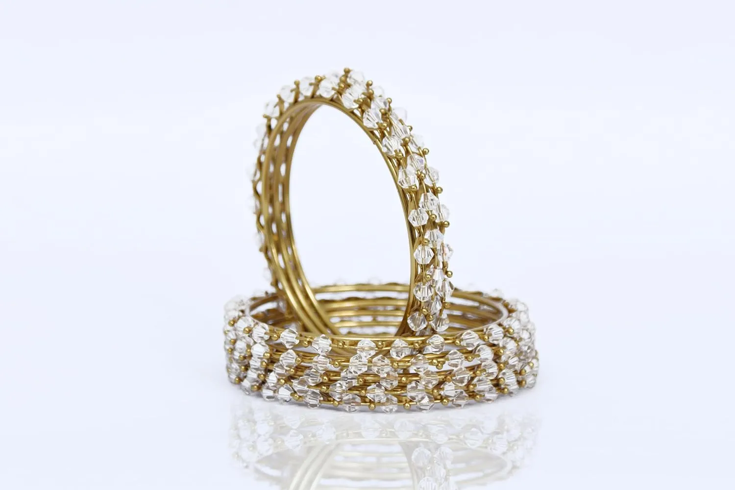 JD'Z COLLECTION Bangles for Women, Crystal 8Pc Bracelet Bangle Jewelry Bollywood Heavy Metal Gold Rose & Silver Tone