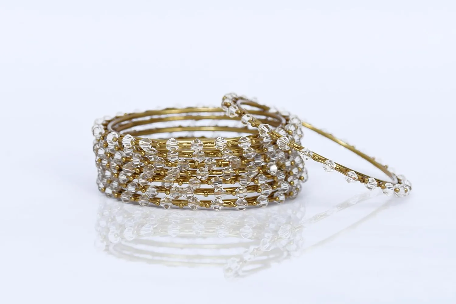 JD'Z COLLECTION Bangles for Women, Crystal 8Pc Bracelet Bangle Jewelry Bollywood Heavy Metal Gold Rose & Silver Tone
