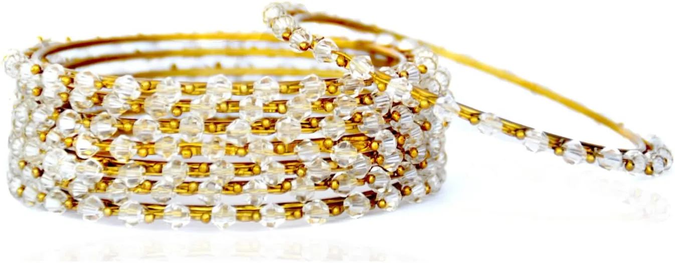 JD'Z COLLECTION Bangles for Women, Crystal 8Pc Bracelet Bangle Jewelry Bollywood Heavy Metal Gold Rose & Silver Tone