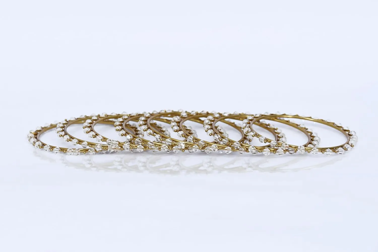 JD'Z COLLECTION Bangles for Women, Crystal 8Pc Bracelet Bangle Jewelry Bollywood Heavy Metal Gold Rose & Silver Tone