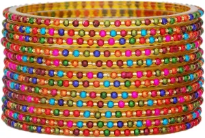 JD'Z COLLECTION Indian Bollywood Traditional Glass Bangles Set Churi Multi Color Bangle Bracelet For Women Jewelry Bangles
