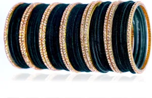 JD'Z COLLECTION Indian Jewelry CZ Stone Bangles Set for Women, Set of 48 Bangle, Bollywood Bangle Bracelet | Indian Bangles for Women | Perfect for Ethnic Ocassions | Bridal | Traditional Jewelry | Velvet Bangle