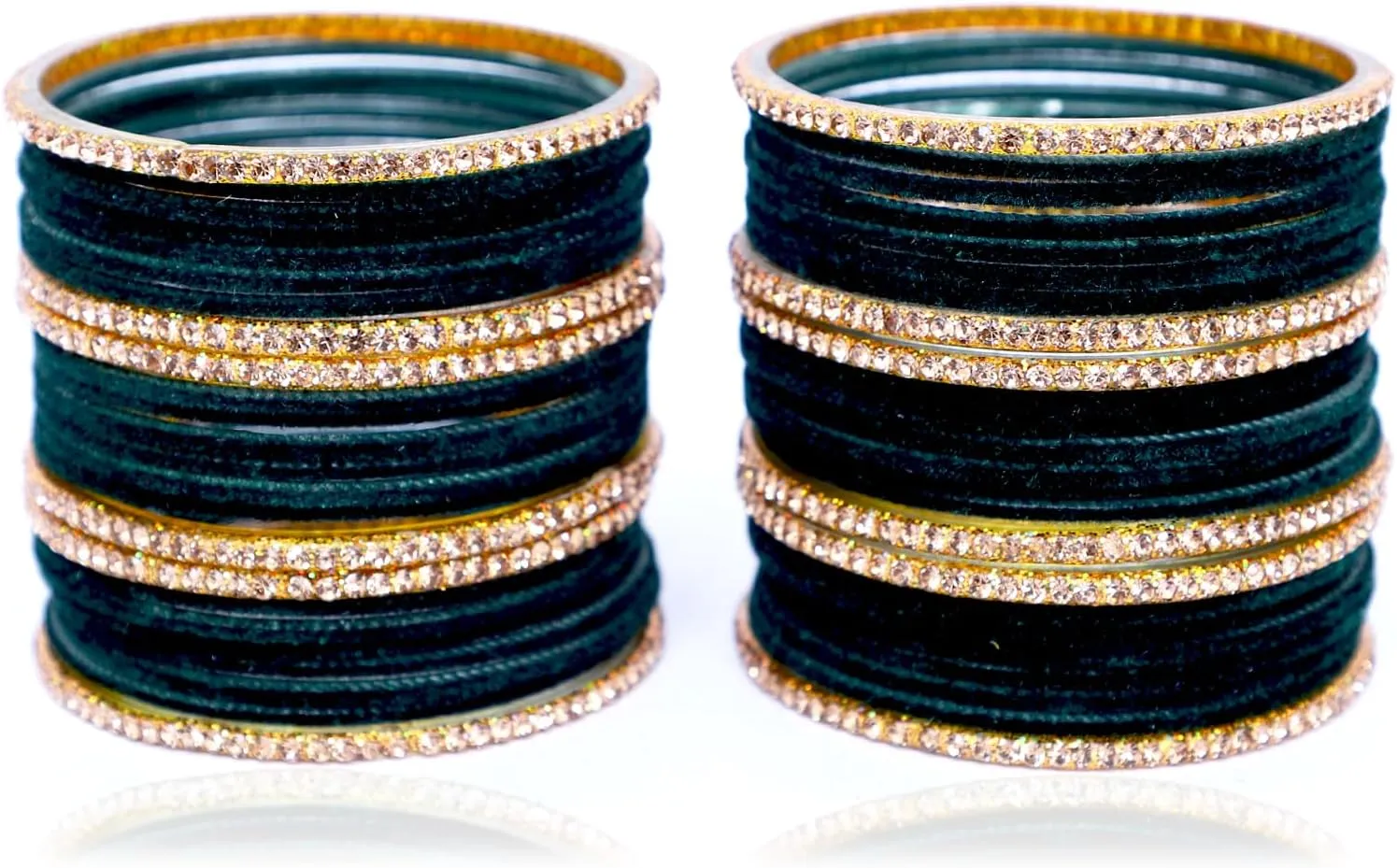 JD'Z COLLECTION Indian Jewelry CZ Stone Bangles Set for Women, Set of 48 Bangle, Bollywood Bangle Bracelet | Indian Bangles for Women | Perfect for Ethnic Ocassions | Bridal | Traditional Jewelry | Velvet Bangle
