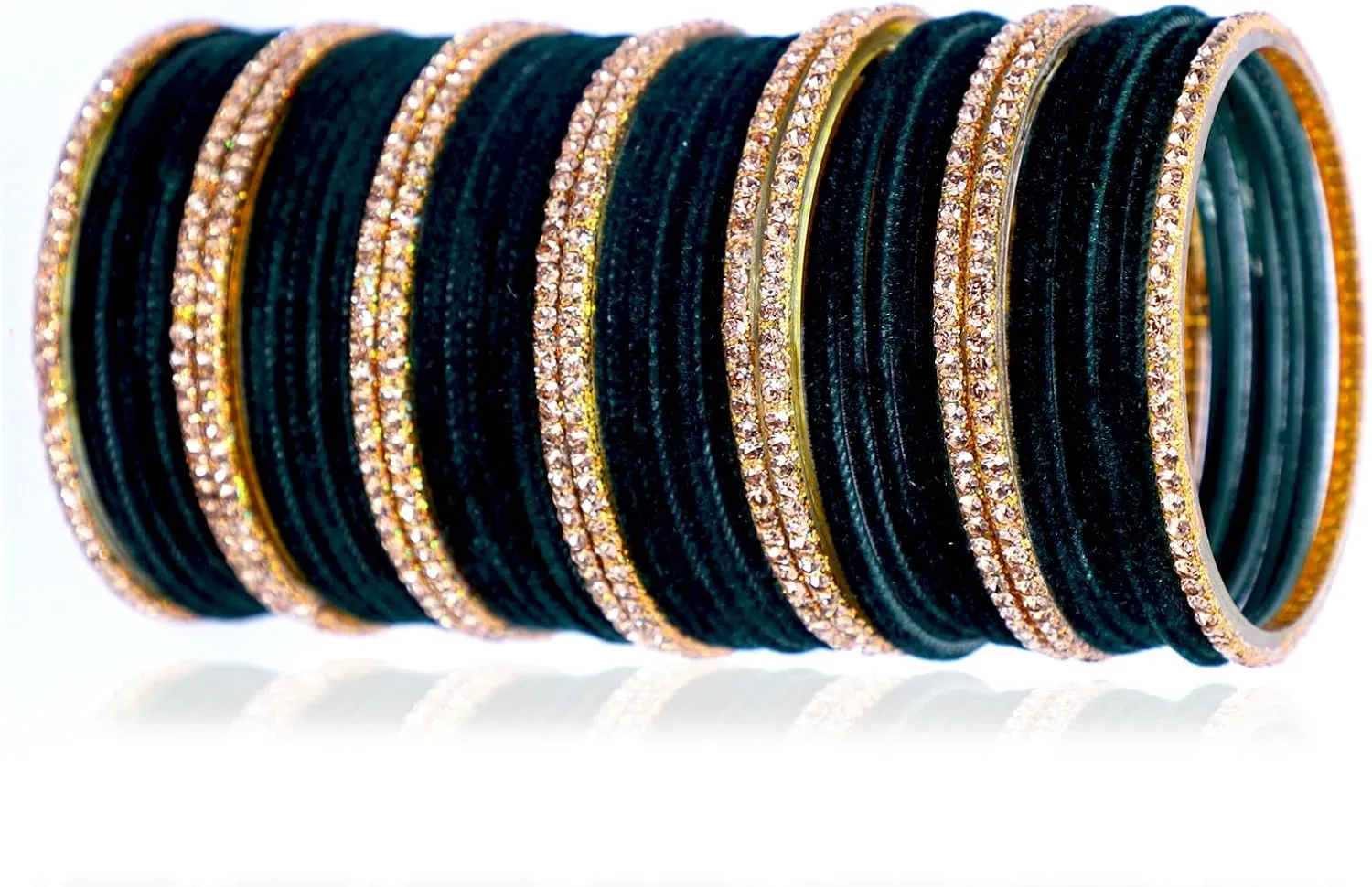 JD'Z COLLECTION Indian Jewelry CZ Stone Bangles Set for Women, Set of 48 Bangle, Bollywood Bangle Bracelet | Indian Bangles for Women | Perfect for Ethnic Ocassions | Bridal | Traditional Jewelry | Velvet Bangle