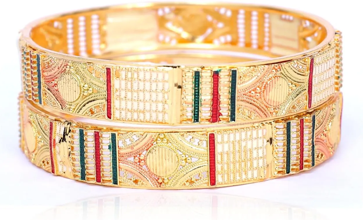 JD'Z COLLECTION Indian Meenakari Bangles Set Bangle For Womens Traditional Wedding Partywear Jewelry Bangle Bracelet
