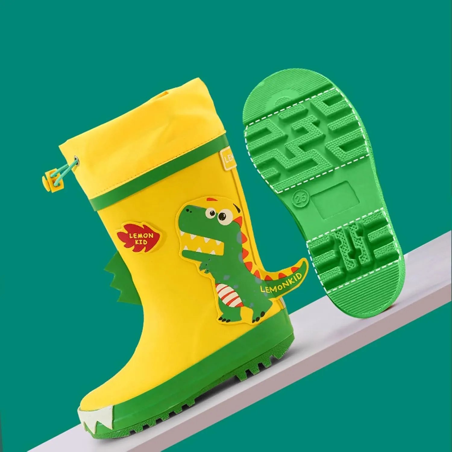 Kids Rain Boots Unisex Children Waterproof Rubber Boots Dinosaur Toddler Rain Shoes Non Slip for Boys Kids Water Shoes