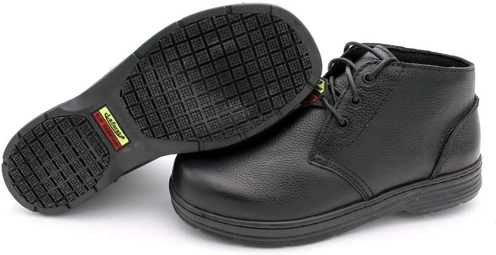 Laforst Mens Black Leather Nonslip Waiter Ankle High Boots