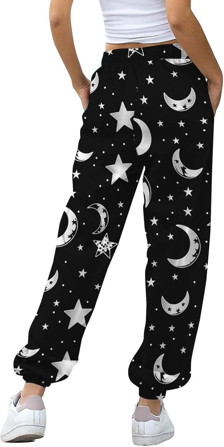 LCMTWX Baggy Sweatpants 2024 Joggers Pants Workout High Waisted Yoga Pants with Pockets Womens Jogging Leggings Comfy Black