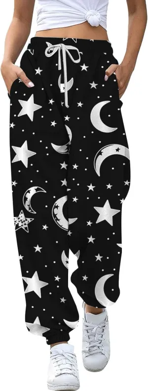 LCMTWX Baggy Sweatpants 2024 Joggers Pants Workout High Waisted Yoga Pants with Pockets Womens Jogging Leggings Comfy Black