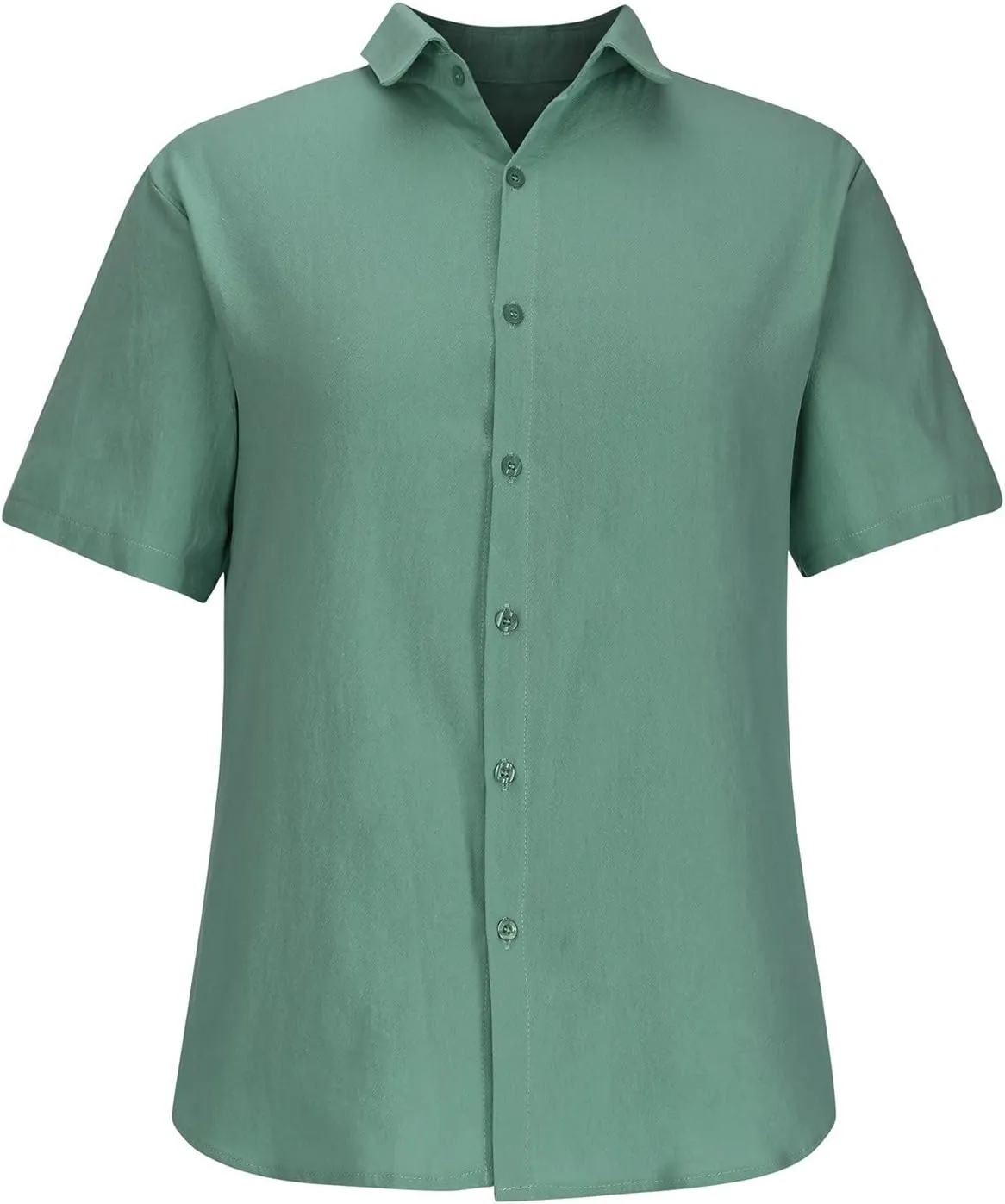 Linen Shirts Men Short Sleeve Button Down Tops Lightweight Beach Shirts Regular Fit